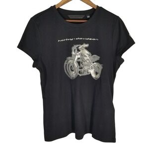 Harley-Davidson LiveWire Black Graphic Tee Womens Large Silver Motorcycle Shirt